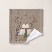 Weihnachtsland Glaube Schneemann Badhandtuch Set (Waschlappen)