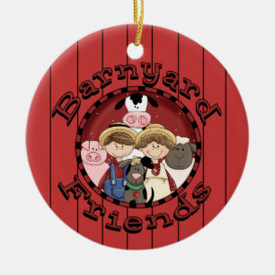 Weihnachtsland-Spaß-Tier-Freunde Keramik Ornament
