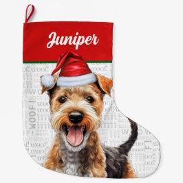 Weihnachtsland Terrier Name Woof Background Großer Weihnachtsstrumpf