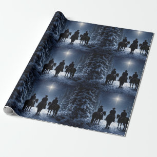 Weihnachtsland Western Cowboys Nordstern Geschenkpapier