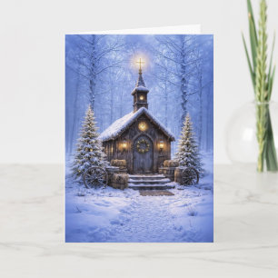 Weihnachtsland Western Kirche Rustikal Schnee Karte