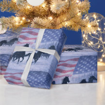 Weihnachtsland Western Pferde Amerikanische Flagge