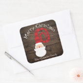 Weihnachtsland Wood Santa Rustic Quadratischer Aufkleber (Umschlag)