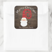 Weihnachtsland Wood Santa Rustic Quadratischer Aufkleber (Tasche)