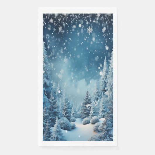 Weihnachtsland Woodland Winter Schneeflocken Serviette (Vorderseite)