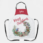 Weihnachtslandschaft | Bird Wreath Personalisiert Schürze (Vorderseite)