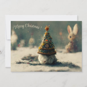 Weihnachtslandschaft Fantasy-Hase 3D-Einladung Einladung