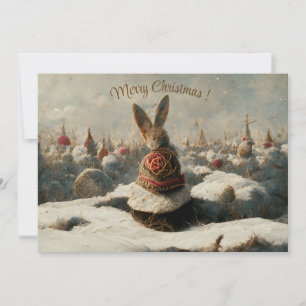 Weihnachtslandschaft Fantasy-Hase 3D-Einladung Einladung