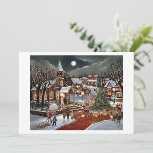 Weihnachtslandschaft Feiertagskarte (Stehend Vorderseite)