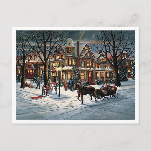 Weihnachtslandschaft Feiertagspostkarte (Vorderseite)