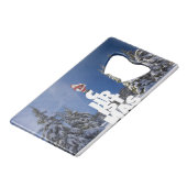 Weihnachtslandschaft Geldbeutel Flaschenöffner (Vorderseite Schrägansicht)