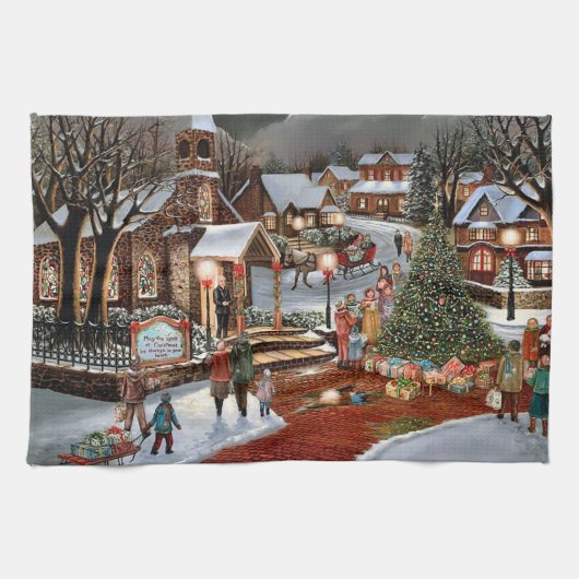 Weihnachtslandschaft Geschirrtuch (Horizontal)