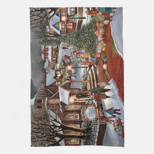 Weihnachtslandschaft Geschirrtuch (Vertikal)