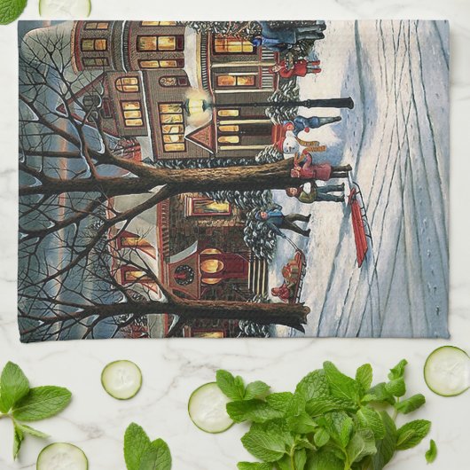 Weihnachtslandschaft Geschirrtuch (Gefaltet)