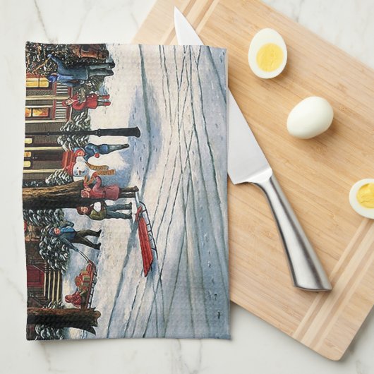 Weihnachtslandschaft Geschirrtuch (Viertel Falte)