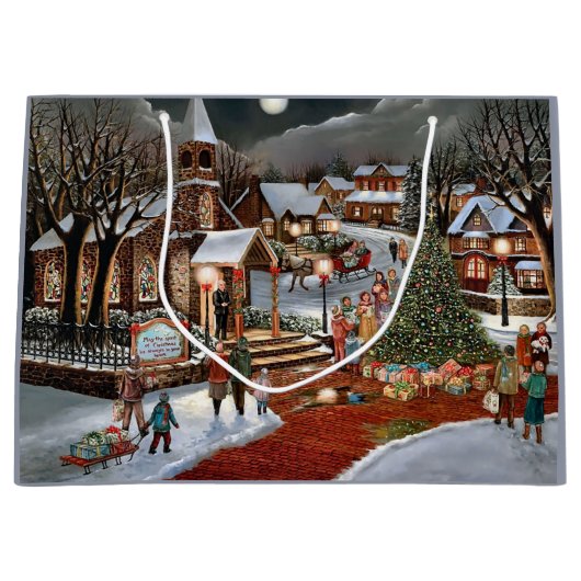 Weihnachtslandschaft Große Geschenktüte (Vorderseite)