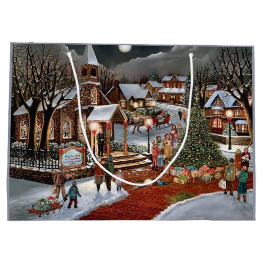 Weihnachtslandschaft Große Geschenktüte (Rückseite)