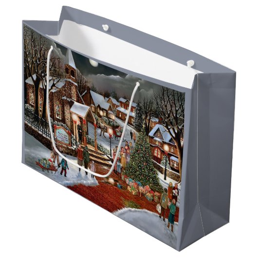 Weihnachtslandschaft Große Geschenktüte (Vorderseite Schrägansicht)