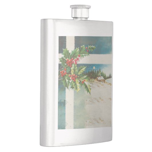 Weihnachtslandschaft Holly Snow Winter Flachmann (Rechts)