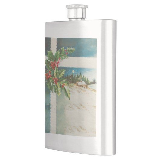 Weihnachtslandschaft Holly Snow Winter Flachmann (Links)