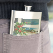 Weihnachtslandschaft Holly Snow Winter Flachmann (Beispiel)