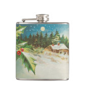 Weihnachtslandschaft Holly Snow Winter Flachmann (Vorderseite)