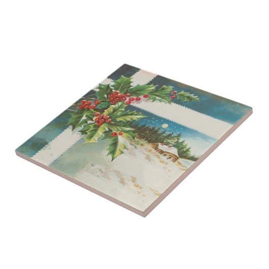 Weihnachtslandschaft Holly Snow Winter Fliese (Seite)