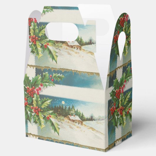 Weihnachtslandschaft Holly Snow Winter Geschenkschachtel (Geöffnet)