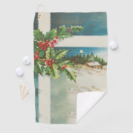 Weihnachtslandschaft Holly Snow Winter Golfhandtuch (Insitu)