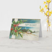 Weihnachtslandschaft Holly Snow Winter Karte (Gelbe Blume)