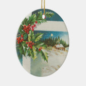 Weihnachtslandschaft Holly Snow Winter Keramik Ornament (Rechts)