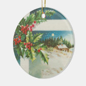 Weihnachtslandschaft Holly Snow Winter Keramik Ornament (Links)