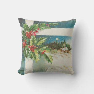 Weihnachtslandschaft Holly Snow Winter Kissen