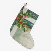 Weihnachtslandschaft Holly Snow Winter Kleiner Weihnachtsstrumpf (Vorderansicht (hängend))