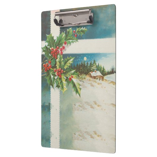 Weihnachtslandschaft Holly Snow Winter Klemmbrett (Links)