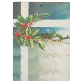 Weihnachtslandschaft Holly Snow Winter Klemmbrett (Rückseite)
