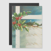 Weihnachtslandschaft Holly Snow Winter Magnetkarte (Vorne/Hinten)