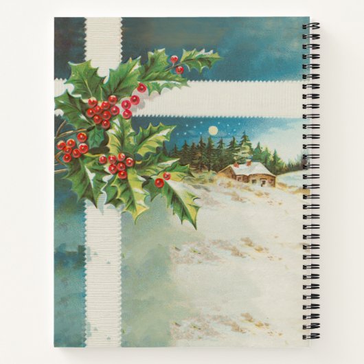 Weihnachtslandschaft Holly Snow Winter Notizblock (Rückseite)