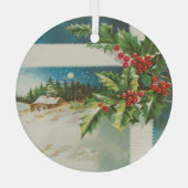 Weihnachtslandschaft Holly Snow Winter Ornament Aus Glas (Rückseite)
