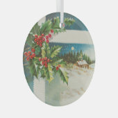 Weihnachtslandschaft Holly Snow Winter Ornament Aus Glas (Vorderseite Rechts)