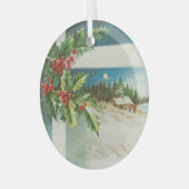 Weihnachtslandschaft Holly Snow Winter Ornament Aus Glas (Vorderseite links)
