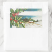 Weihnachtslandschaft Holly Snow Winter Rechteckiger Aufkleber (Tasche)