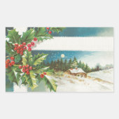 Weihnachtslandschaft Holly Snow Winter Rechteckiger Aufkleber (Vorderseite)