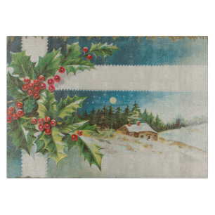 Weihnachtslandschaft Holly Snow Winter Schneidebrett