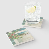 Weihnachtslandschaft Holly Snow Winter Steinuntersetzer (Seitenansicht)