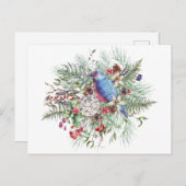 Weihnachtslandschaft Illustration mit Vogel & Berr Feiertagspostkarte (Vorne/Hinten)