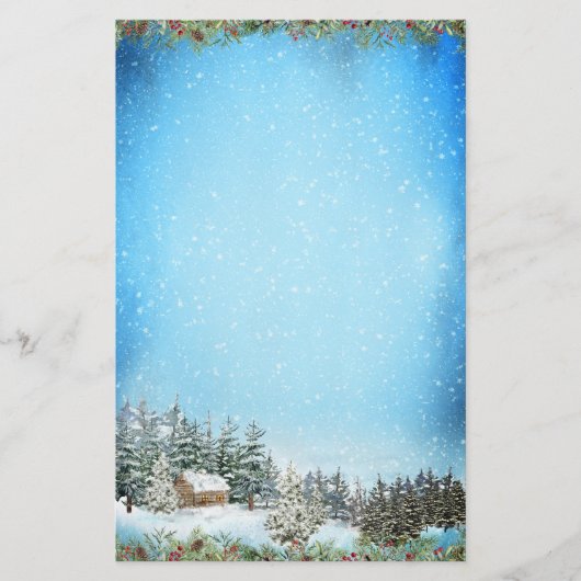 Weihnachtslandschaft im Wasser - Kabine Briefpapier (Vorderseite)