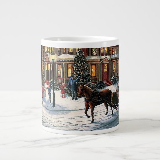 Weihnachtslandschaft Jumbo-Tasse (Vorderseite)
