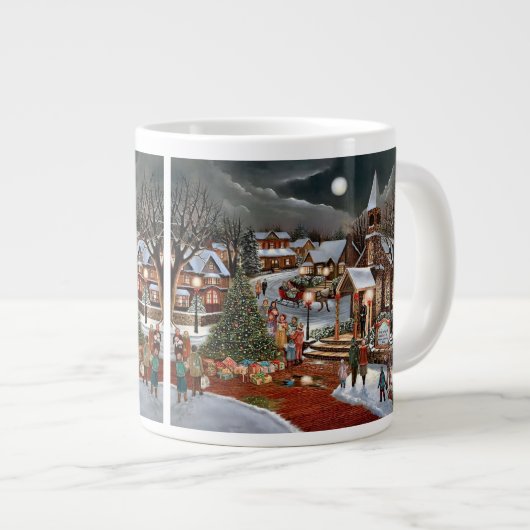 Weihnachtslandschaft Jumbo-Tasse (Vorderseite Rechts)