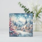 Weihnachtslandschaft Kunst Grußkarte Feiertagskarte (Stehend Vorderseite)